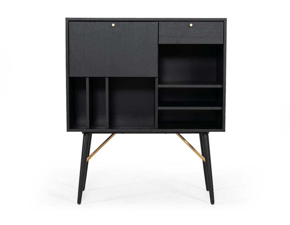 Picture of Modrest Billy Modern Black Oak & Gold Tall Buffet