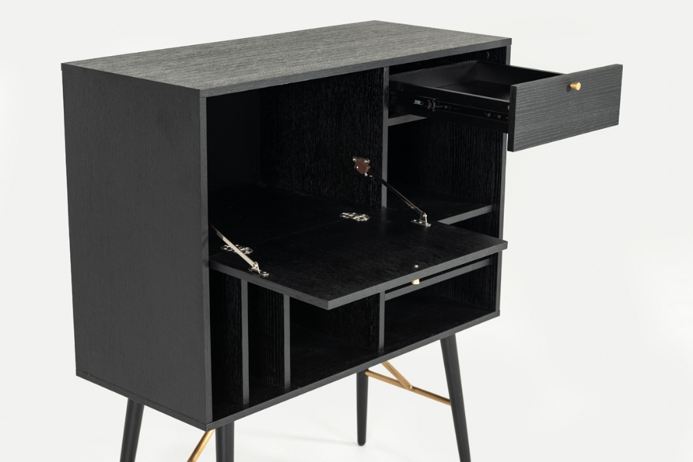 Picture of Modrest Billy Modern Black Oak & Gold Tall Buffet