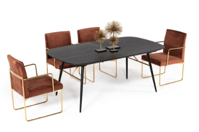 Picture of Modrest Billy Modern Black Oak & Gold Extendable Dining Table