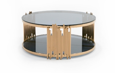 Picture of Modrest Bryce Modern Smoked Glass & Rosegold Round Coffee Table