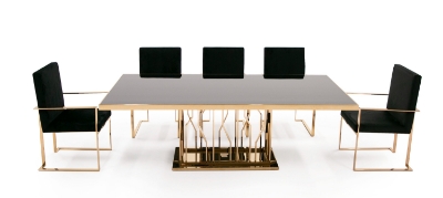 Picture of Modrest Marston Modern Black Glass & Rosegold Dining Table