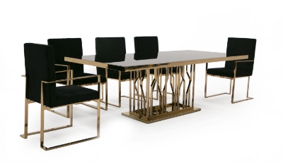 Picture of Modrest Marston Modern Black Glass & Rosegold Dining Table