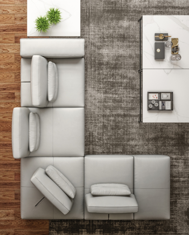 Picture of Accenti Italia Enjoy - Italian Modern Light Grey Leather Left Facing Sectional Sofa