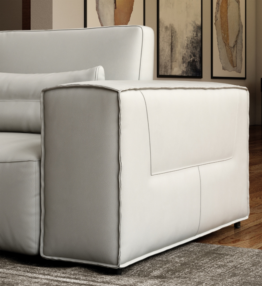 Picture of Accenti Italia Enjoy - Italian Modern Light Grey Leather Left Facing Sectional Sofa