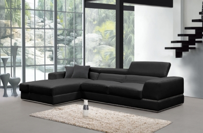 Picture of Divani Casa Pella Mini - Modern Black Leather Left Facing Sectional Sofa