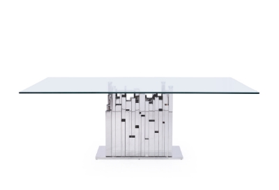 Picture of Modrest Edwin Modern Glass & Stainless Steel Dining Table