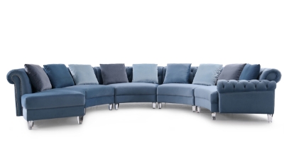 Picture of Divani Casa Darla - Modern Blue Velvet Curved Sectional Sofa