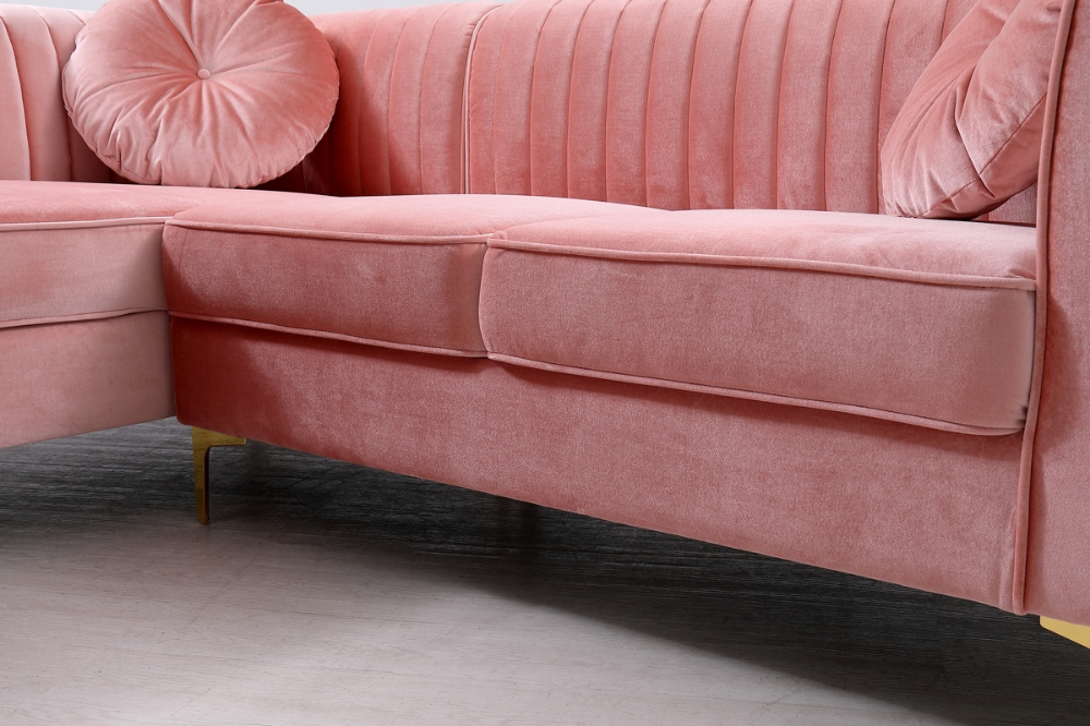 Picture of Divani Casa - Rachel Modern Pink Velvet Left Facing Sectional Sofa