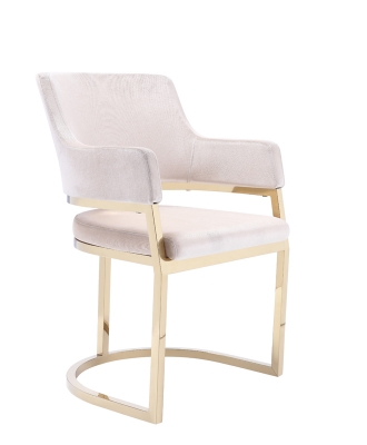 Picture of Modrest Tulsa Modern Cream Velvet & Gold Dining Chair