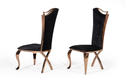 Picture of Modrest Bonnie Transitional Black Velvet & Rosegold Dining Chair (Set of 2)