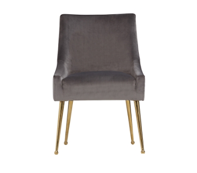 Picture of Modrest Castana Modern Grey Velvet & Gold Dining Chair (Set of 2)