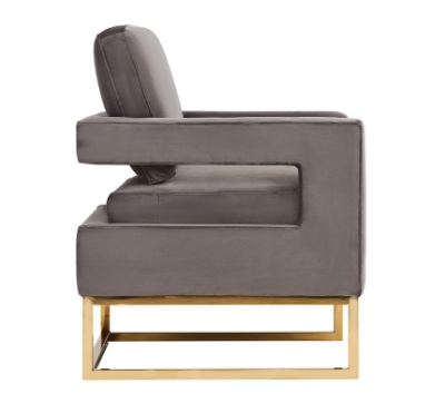 Picture of Modrest Edna Modern Grey Velvet & Gold Accent Chair