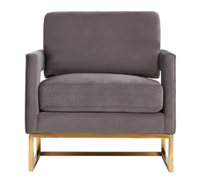 Picture of Modrest Edna Modern Grey Velvet & Gold Accent Chair