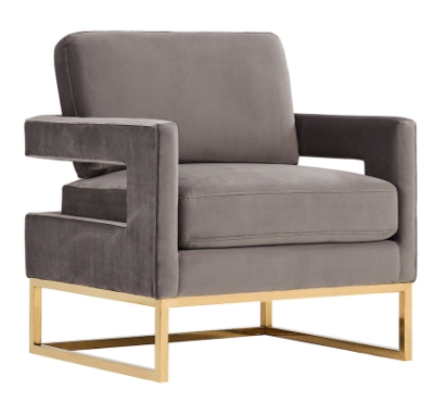 Picture of Modrest Edna Modern Grey Velvet & Gold Accent Chair