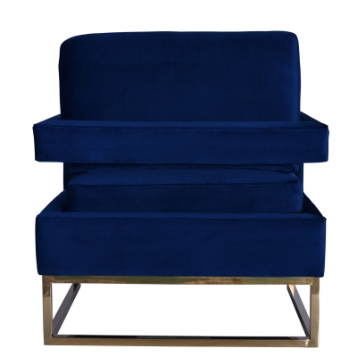 Picture of Modrest Edna Modern Blue Velvet & Gold Accent Chair