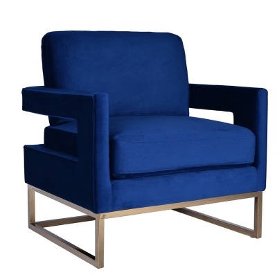 Picture of Modrest Edna Modern Blue Velvet & Gold Accent Chair