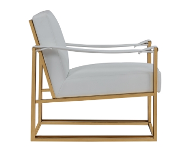 Picture of Modrest Larson Modern White Leatherette & Gold Accent Chair