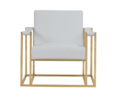 Picture of Modrest Larson Modern White Leatherette & Gold Accent Chair