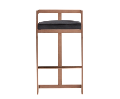 Picture of Modrest Halifax Modern Black Velvet & Rosegold Bar Stool