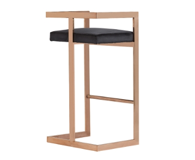 Picture of Modrest Halifax Modern Black Velvet & Rosegold Bar Stool