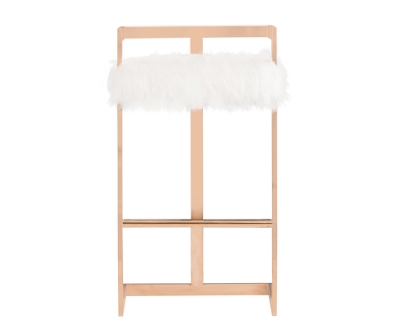 Picture of Modrest Halifax Modern White Faux Fur & Rosegold Bar Stool