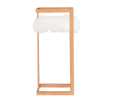 Picture of Modrest Halifax Modern White Faux Fur & Rosegold Bar Stool