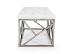 Picture of Modrest Lindsey Modern White Leatherette & Stainless Steel Bench