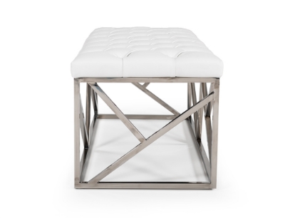 Picture of Modrest Lindsey Modern White Leatherette & Stainless Steel Bench