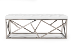 Picture of Modrest Lindsey Modern White Leatherette & Stainless Steel Bench