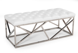 Picture of Modrest Lindsey Modern White Leatherette & Stainless Steel Bench