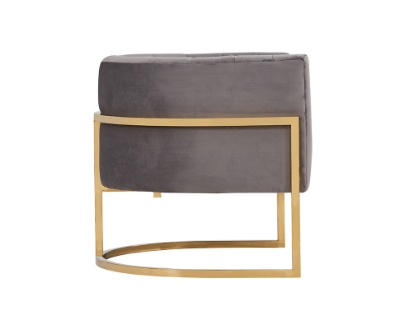 Picture of Modrest Landau Modern Grey Velvet & Gold Accent Chair