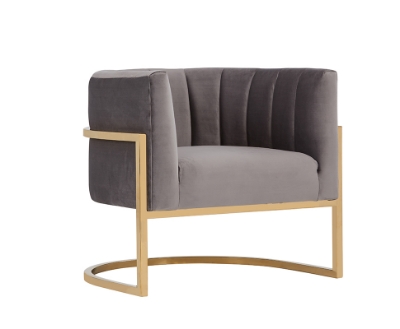 Picture of Modrest Landau Modern Grey Velvet & Gold Accent Chair