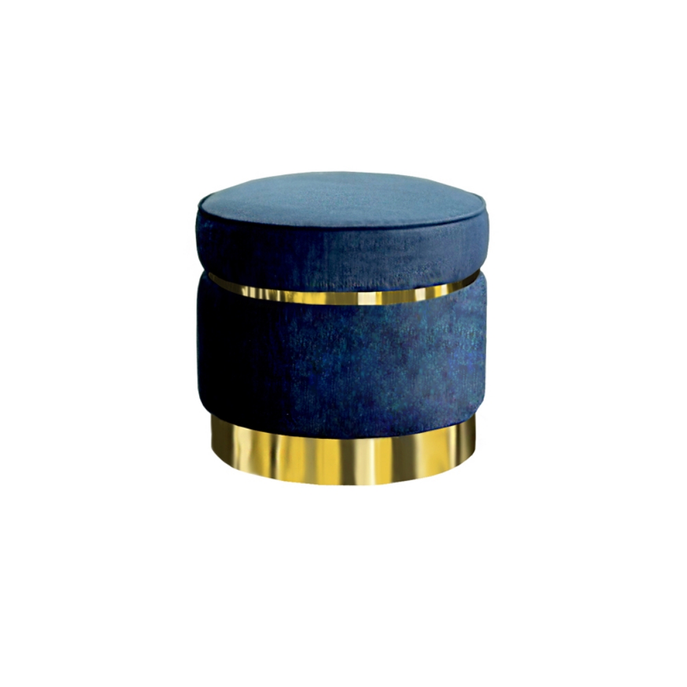 Picture of Divani Casa Tenaya Modern Blue Velvet & Gold Ottoman