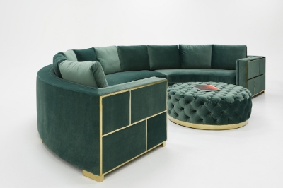 Picture of Divani Casa - Ritner Modern Green Velvet Curved Sectional Sofa