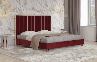 Picture of Divani Casa Reyes Modern Red Velvet & Gold Bed