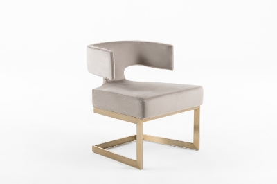 Picture of Modrest Calvo Modern Off-White Velvet & Brass Dining Chair