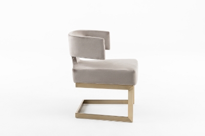 Picture of Modrest Calvo Modern Off-White Velvet & Brass Dining Chair