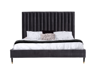 Picture of Modrest Hemlock - Modern Dark Grey Velvet Bed