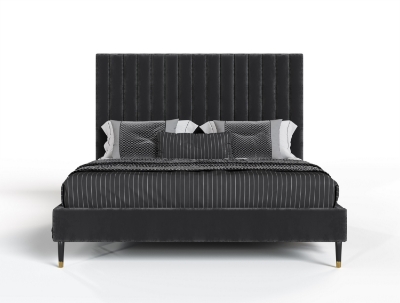 Picture of Modrest Hemlock - Modern Dark Grey Velvet Bed