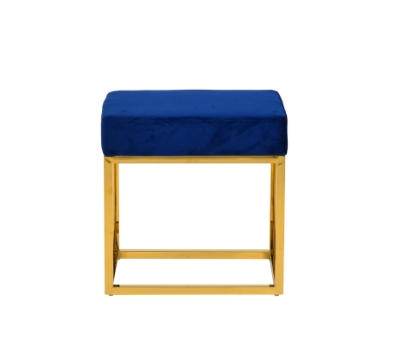 Picture of Modrest Downey Modern Blue Velvet & Gold Stool Ottoman