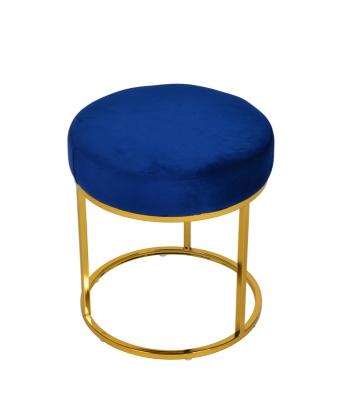 Picture of Modrest Elmont Modern Blue Velvet & Gold Stool Ottoman