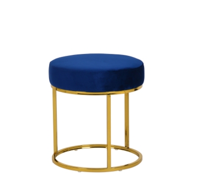 Picture of Modrest Elmont Modern Blue Velvet & Gold Stool Ottoman