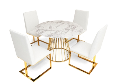 Picture of Modrest Holly Modern White & Gold Round Dining Table