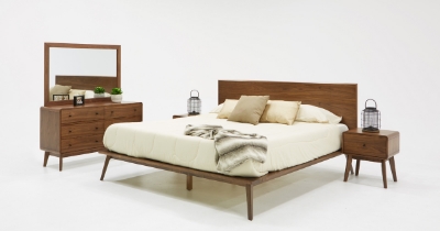 Picture of Modrest Carmen Mid-Century Modern Walnut Bed