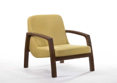 Picture of Modrest Bronson Mid-Century Modern Yellow & Walnut Accent Chair