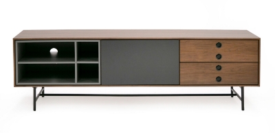 Picture of Modrest Bronson Mid-Century Modern Walnut & Grey TV Stand