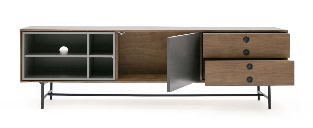 Picture of Modrest Bronson Mid-Century Modern Walnut & Grey TV Stand