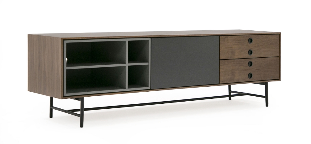 Picture of Modrest Bronson Mid-Century Modern Walnut & Grey TV Stand