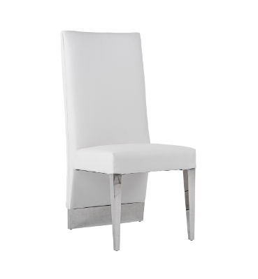 Picture of Modrest Kilson Modern White Leatherette & Stainless Steel Dining Chair (Set of 2)