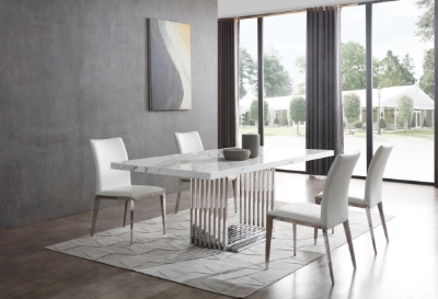 Picture of Modrest Kingsley Modern Marble & Stainless Steel Dining Table